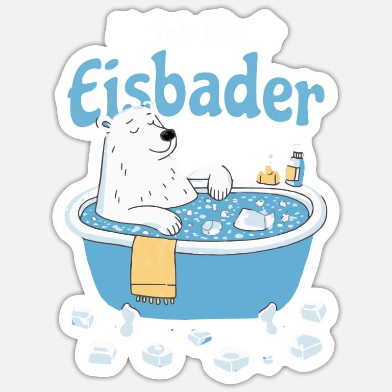 Der Eisbader – Kältetherapie Eisbär bei Eisbad Sticker Größe S (10 x 10 cm)