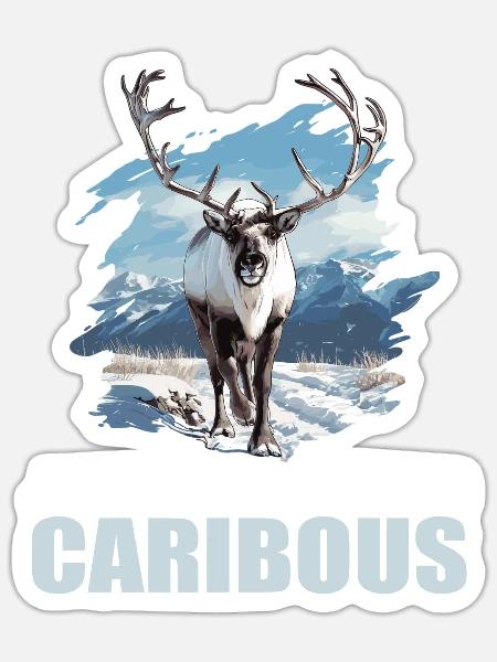 Caribou Karibus Karibu - Sticker Größe S (10 x 10 cm) - Mattweiß