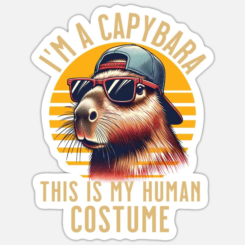 Capybara Costume - Sticker size S (10 x 10 cm) - white matte