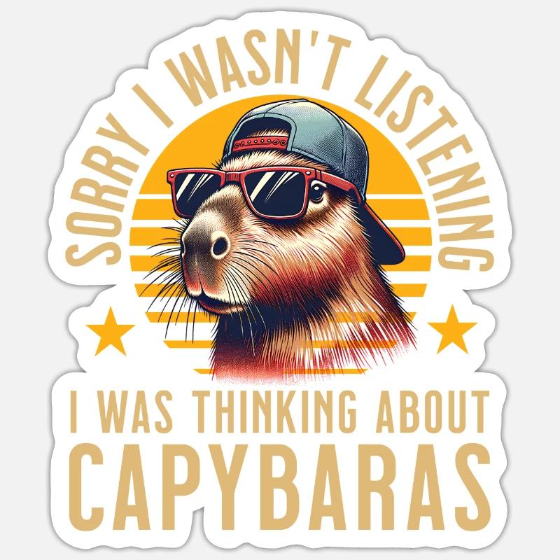 Capybara - Sticker taille S (10 x 10 cm) - blanc mat