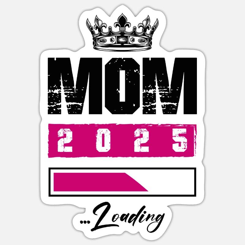 Mama 2025 Loading Mom - Sticker Größe S (10 x 10 cm) - Mattweiß