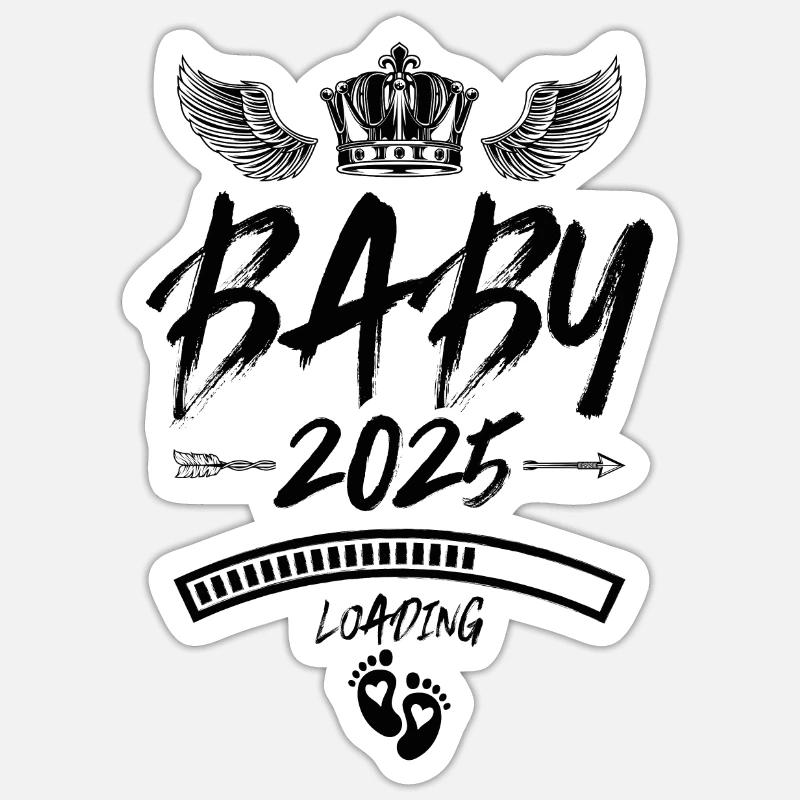 Baby 2025 Loading Spruch - Sticker Größe S (10 x 10 cm) - Mattweiß