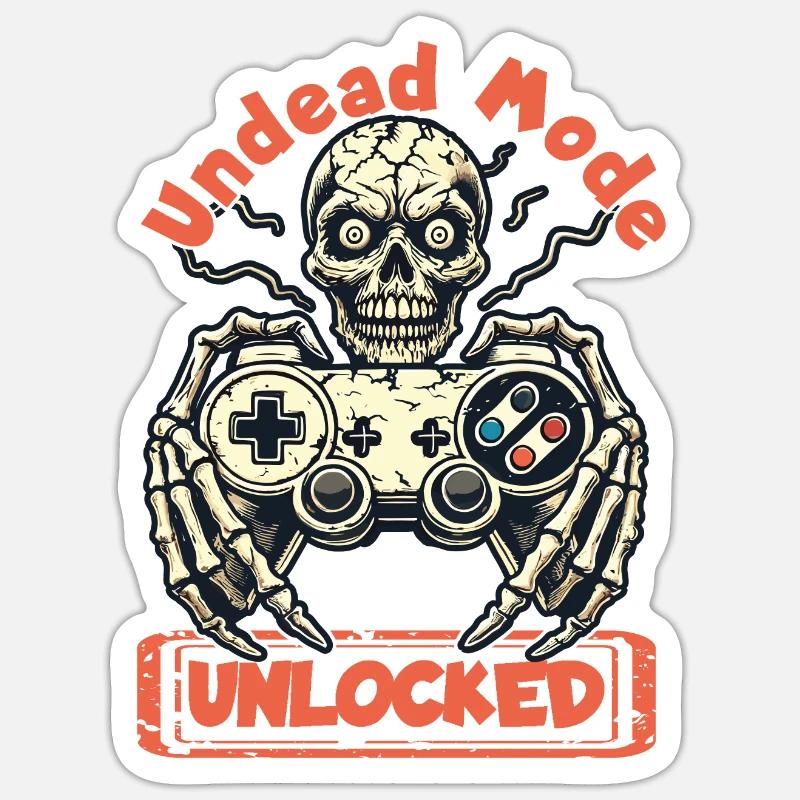 Zombie Gaming Controller Undead Mode Unlocked Sticker Größe S (10 x 10 cm)