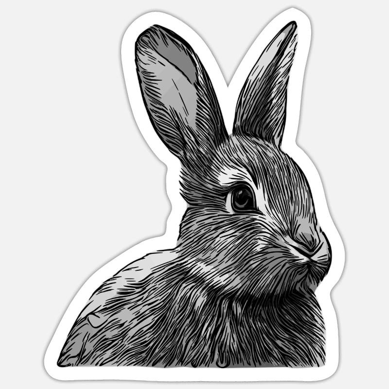 Graphique de conception d’animaux de visage de lapin gris Sticker taille S (10 x 10 cm)