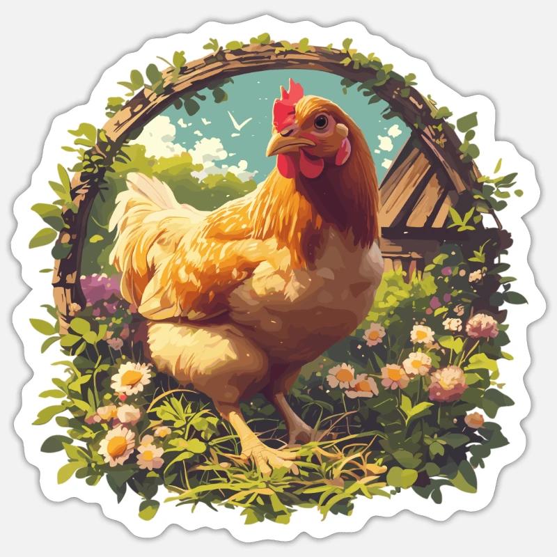 Coq Coqs Coq - Sticker taille S (10 x 10 cm) - blanc mat