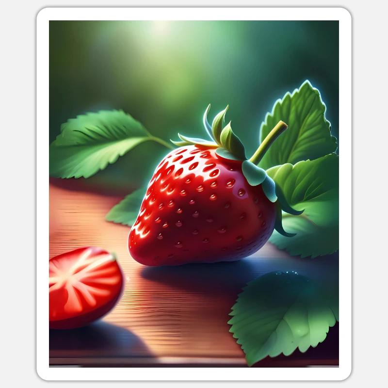 Rote saftige Erdbeere - Sticker Größe S (10 x 10 cm) - Mattweiß