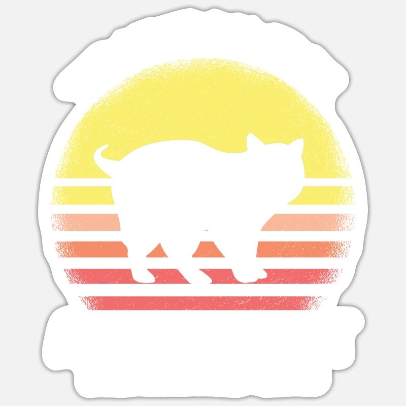 Chat - Sticker taille S (10 x 10 cm) - blanc mat