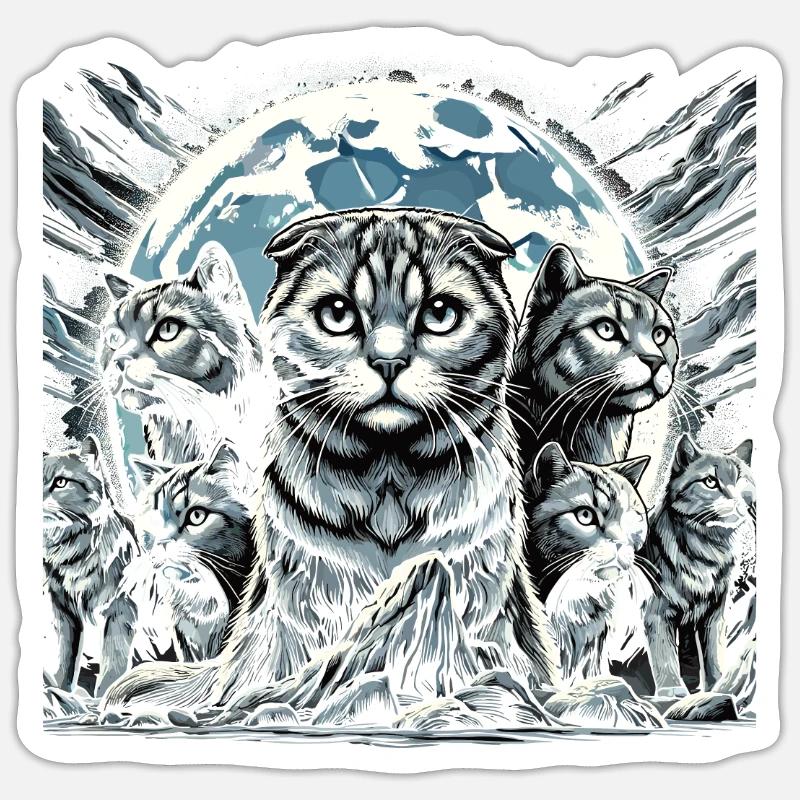 Chat - Sticker taille S (10 x 10 cm) - blanc mat