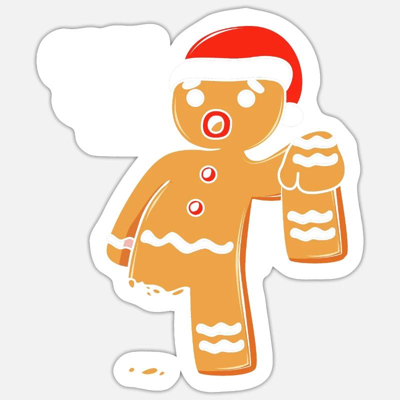 Gingerbread Man Gingerbread Heart Gingerbread Snacking - Sticker size S (10 x 10 cm) - white matte