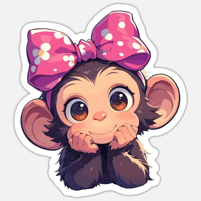 Chimpanzee Schimpansen Schimpanse - Sticker Größe S (10 x 10 cm) - Mattweiß