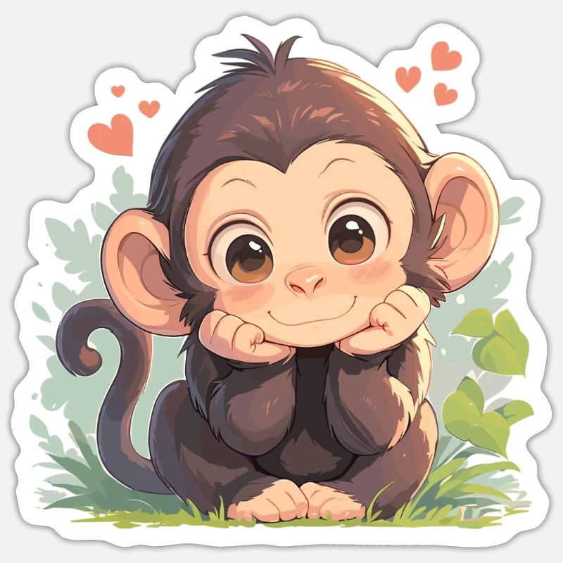 Chimpanzee Schimpansen Schimpanse - Sticker size S (10 x 10 cm) - white matte