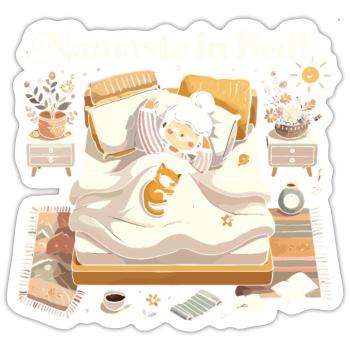 Namaste im Bett - Sticker Größe S (10 x 10 cm) - Mattweiß - Vorne