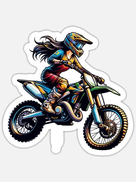 Motocross Frauen Mädchen Girl - Sticker Größe S (10 x 10 cm) - Mattweiß