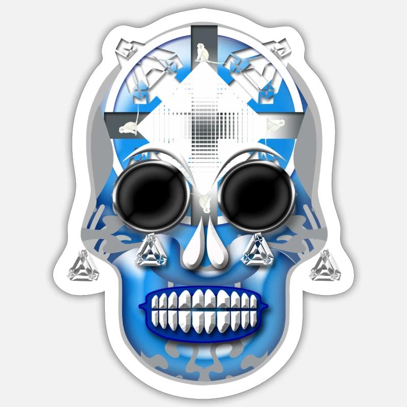 Schädel 2 - Sticker Größe S (10 x 10 cm) - Mattweiß