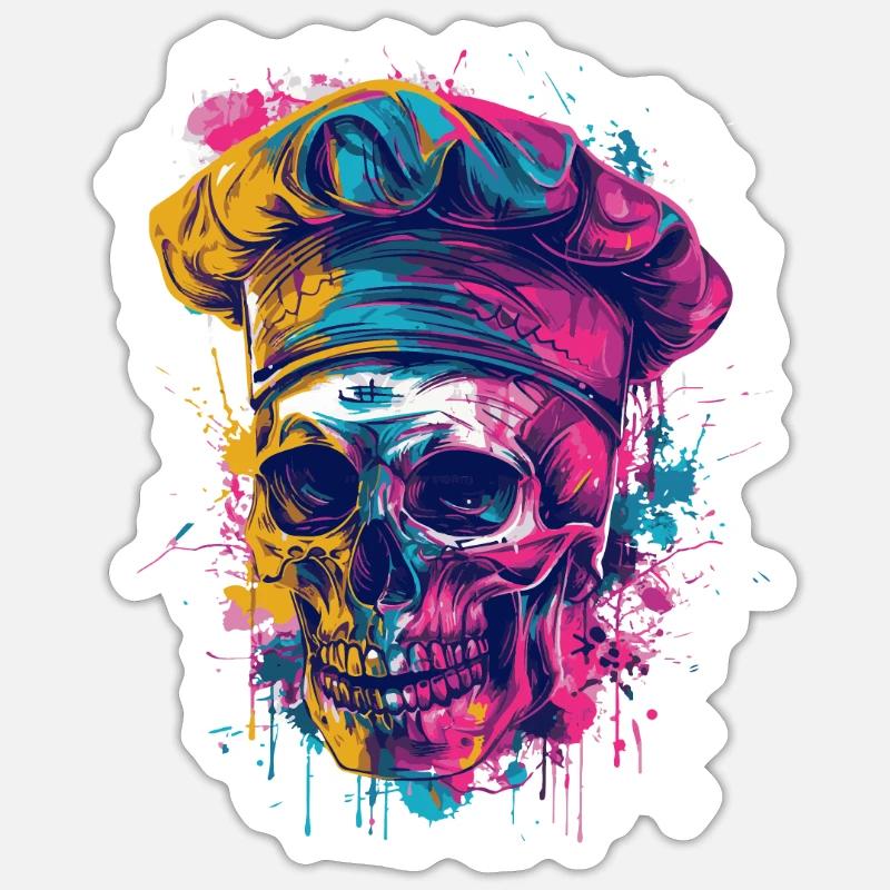 Chef Chef Crâne - Sticker taille S (10 x 10 cm) - blanc mat