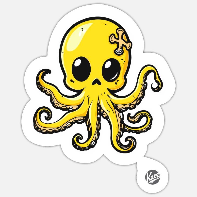 Pieuvre mignonne Pieuvre - Sticker taille S (10 x 10 cm) - blanc mat