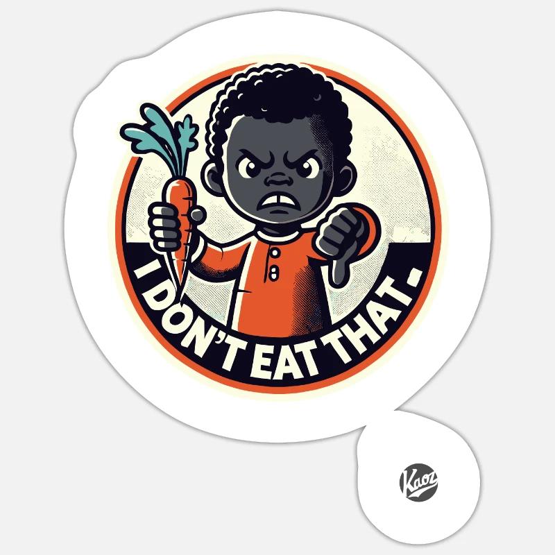 Kleiner Junge mit Karotte, das esse ich nicht! - Sticker Größe S (10 x 10 cm) - Mattweiß