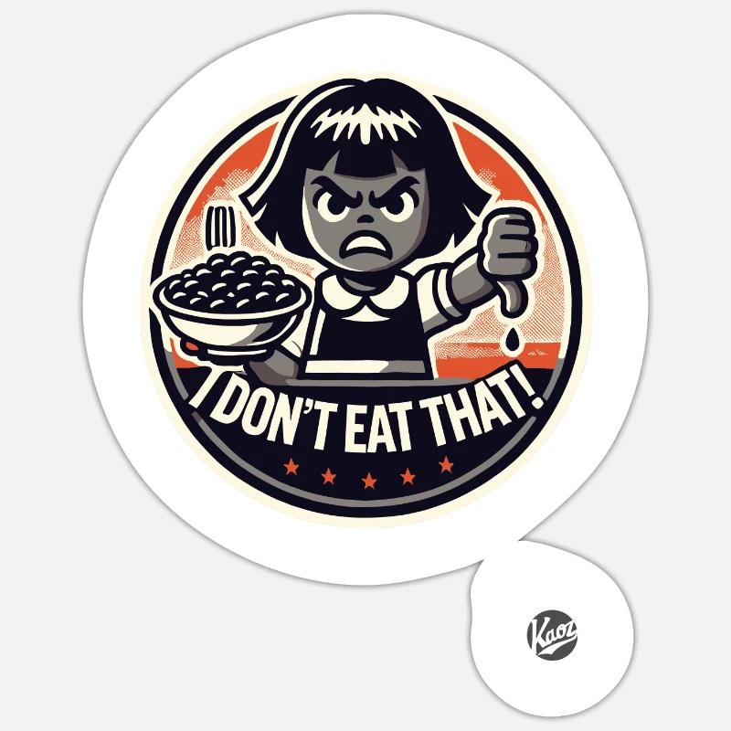 Kleines Mädchen mit Bohnen, Das esse ich nicht! Sticker Größe S (10 x 10 cm)