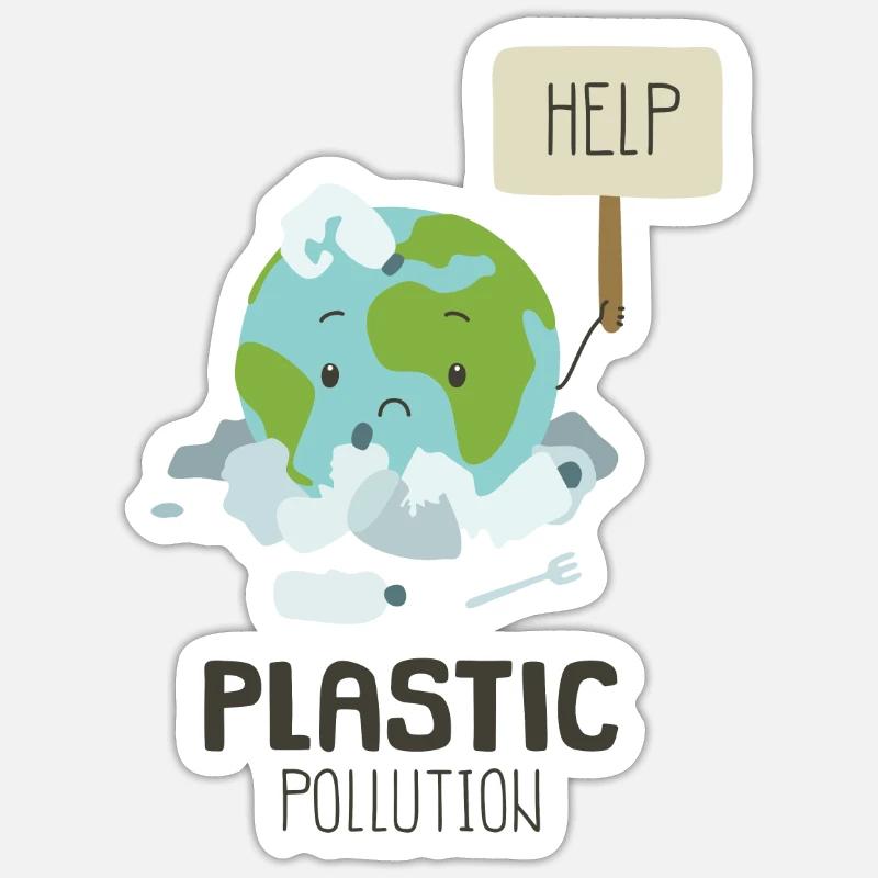 Help Stop Plastic Pollution Environmental Awareness Sticker size S (10 x 10 cm)