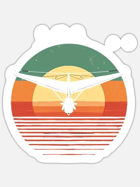 Oldtimer Hängegleiter - Sticker Größe S (10 x 10 cm) - Mattweiß
