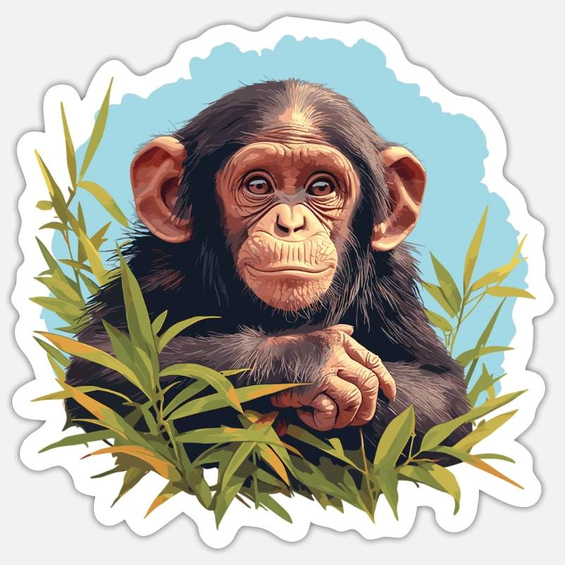Chimpanzee Schimpansen Schimpanse - Sticker size S (10 x 10 cm) - white matte
