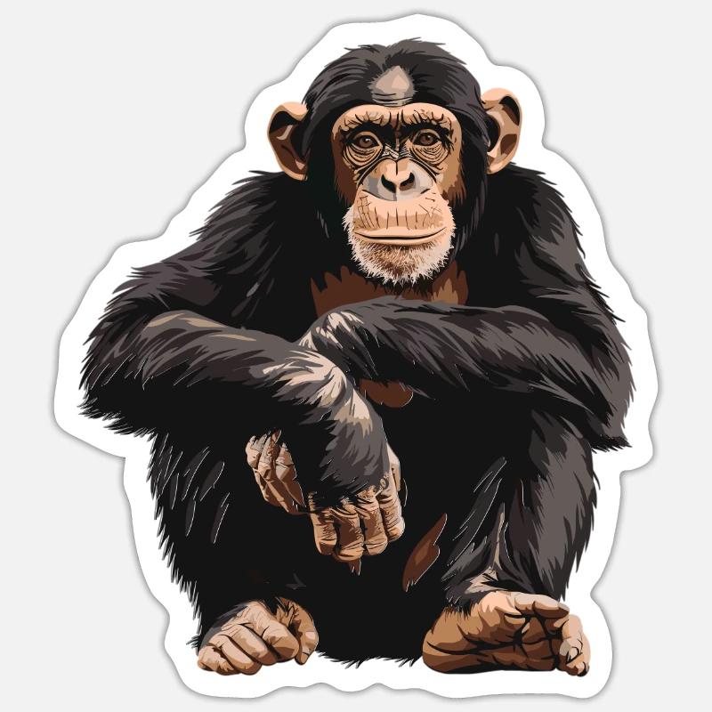 Chimpanzee Schimpansen Schimpanse - Sticker size S (10 x 10 cm) - white matte