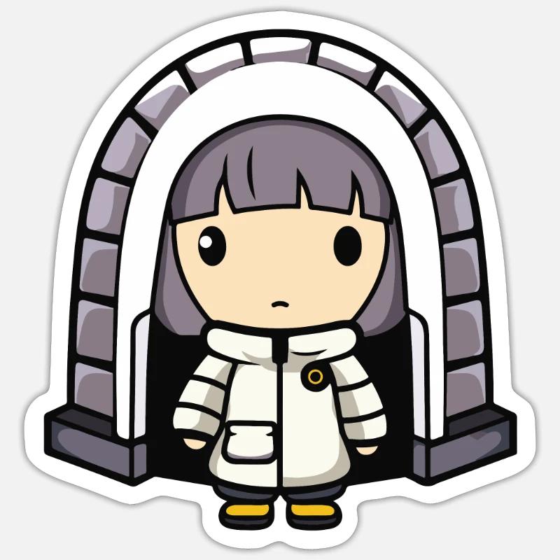 Winter Eskimo Iglu Comic - Sticker Größe S (10 x 10 cm) - Mattweiß