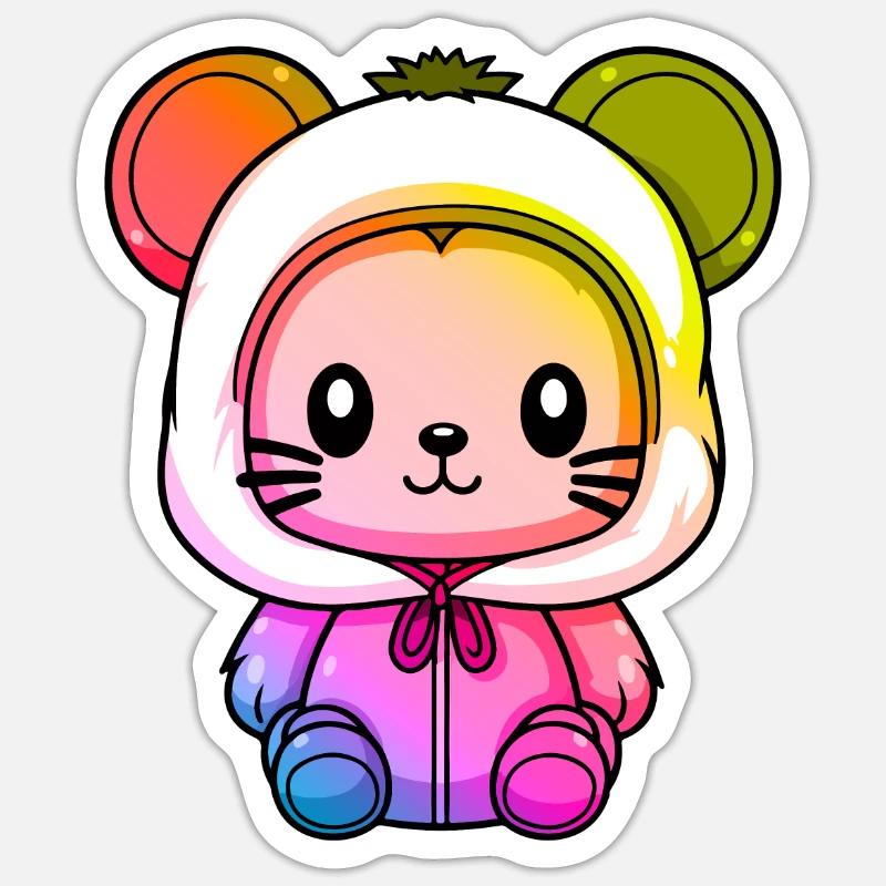 Maus Winter Tier Bunt Comic - Sticker Größe S (10 x 10 cm) - Mattweiß
