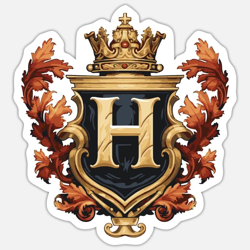 H Buchstabe Logo Krone - Sticker Größe S (10 x 10 cm) - Mattweiß