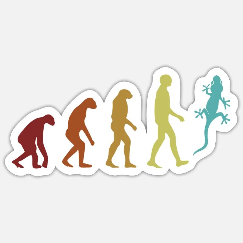 Gecko Evolution Eidechse Gekkota Schopfleopard - Sticker Größe S (10 x 10 cm) - Mattweiß