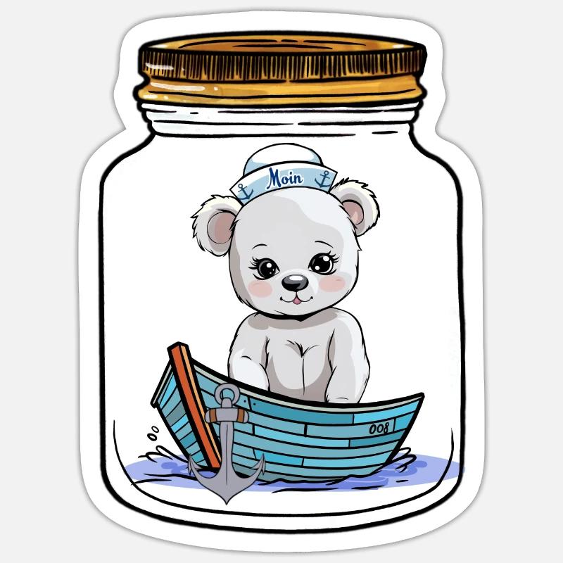 Teddybär Teddy Boot Boote maritim Kinder Sticker Größe S (10 x 10 cm)
