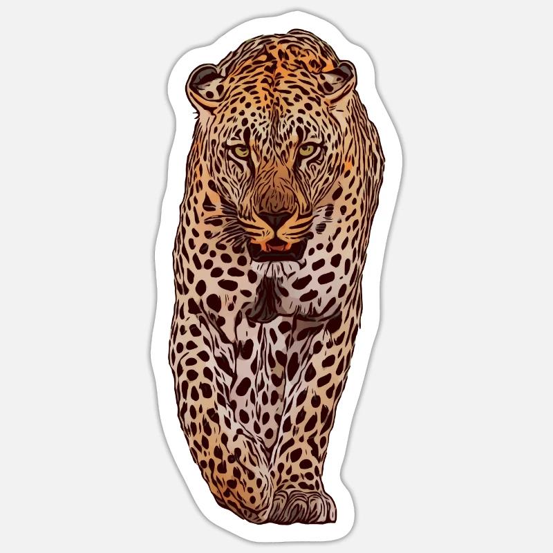 Léopard Animal Design Graphique - Sticker taille S (10 x 10 cm) - blanc mat