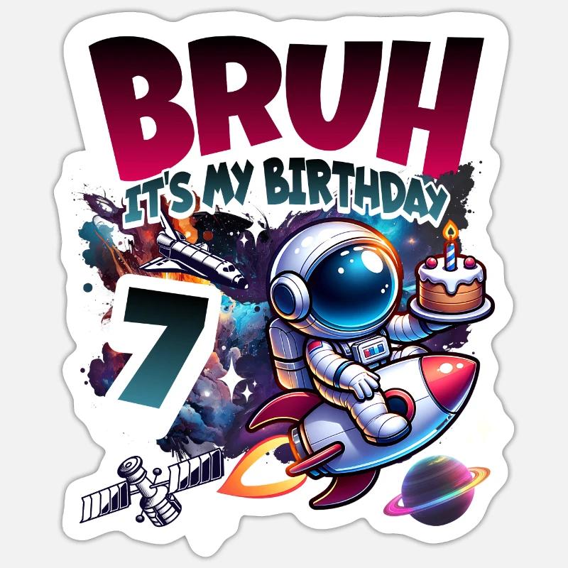 Astronaut 7th Birthday Space - Sticker size S (10 x 10 cm) - white matte