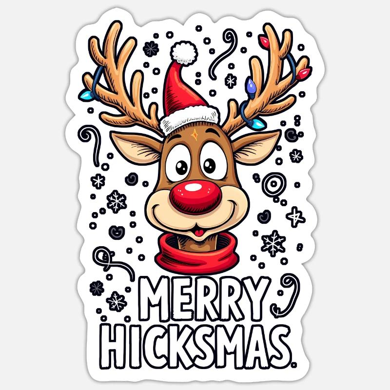 Renne de Noël Rudolph - Sticker taille S (10 x 10 cm) - blanc mat