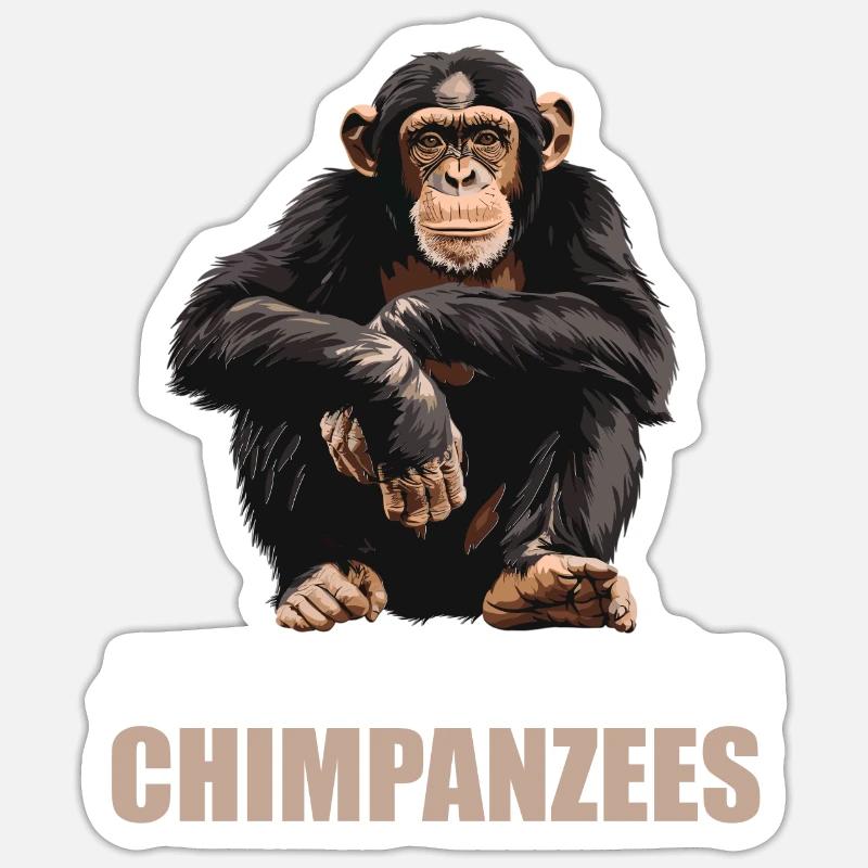 Chimpanzee Schimpansen Schimpanse - Sticker size S (10 x 10 cm) - white matte