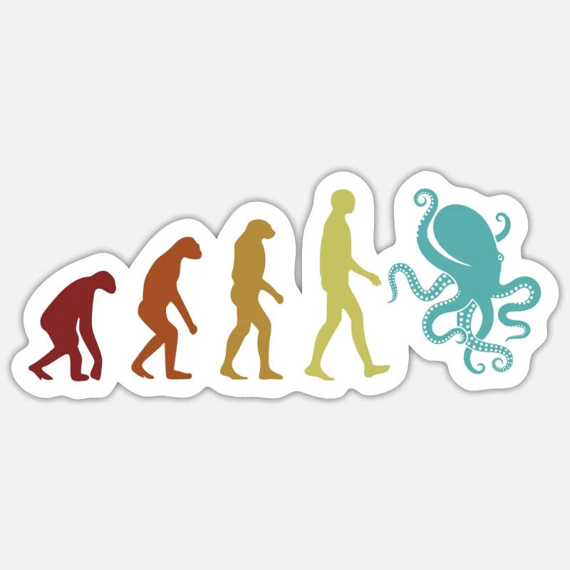 Octopus Evolution Octopodes Octopoda Cephalopoda Sticker taille S (10 x 10 cm)