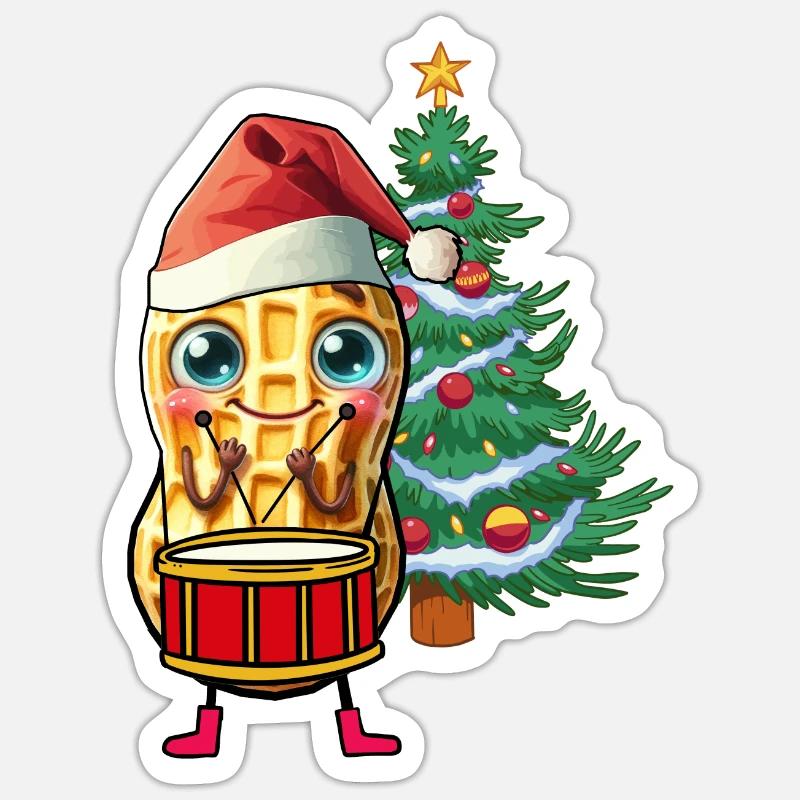Peanut Gnome Gnome Drum Noël Père Noël - Sticker taille S (10 x 10 cm) - blanc mat