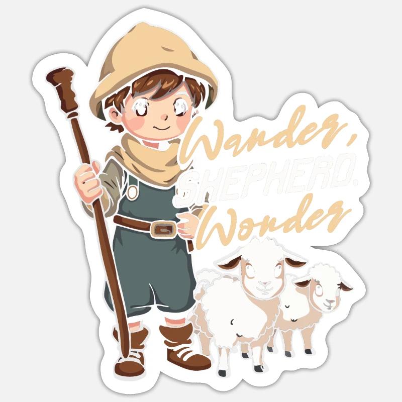 Shepherd Sheep Sheep Shepherd - Sticker size S (10 x 10 cm) - white matte