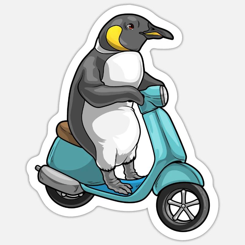 Penguin Scooter - Sticker size S (10 x 10 cm) - white matte