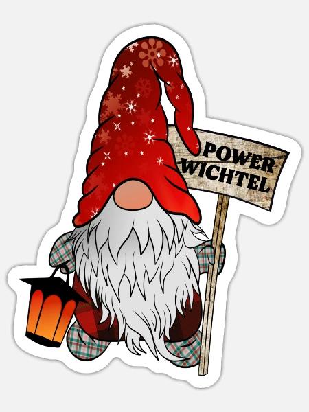 Power Wichtel Weihnachtsgnom - Sticker Größe S (10 x 10 cm) - Mattweiß