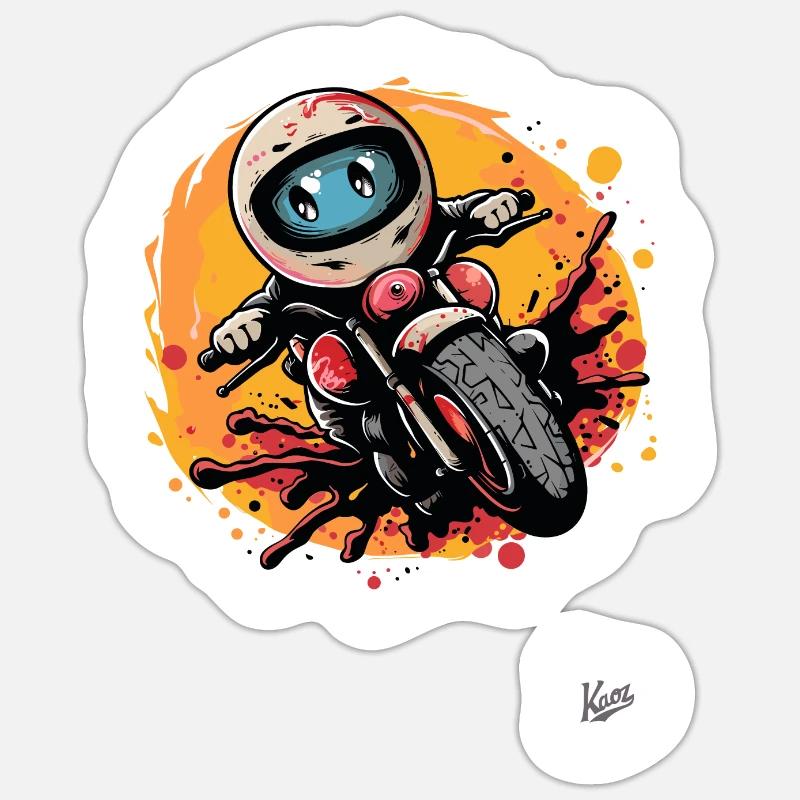 Cute motorcycle comic - Sticker size S (10 x 10 cm) - white matte