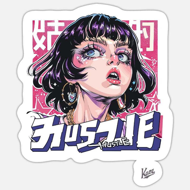 Der Hustle eines Mädchens Sticker Größe S (10 x 10 cm)