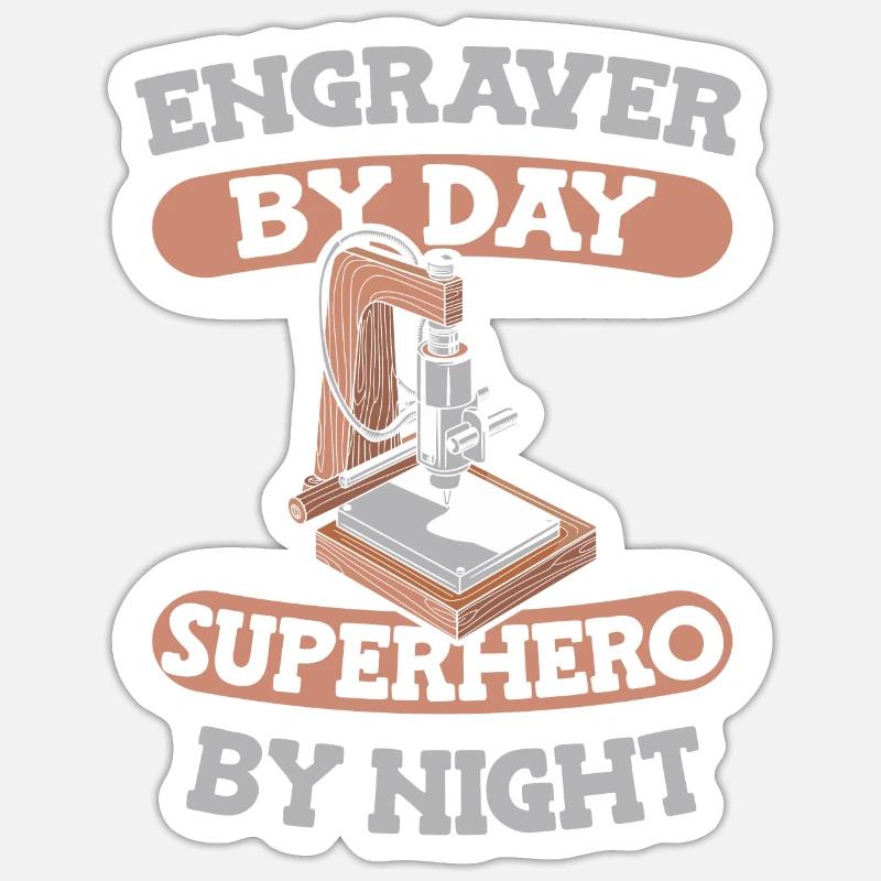Graveur - Sticker Größe S (10 x 10 cm) - Mattweiß