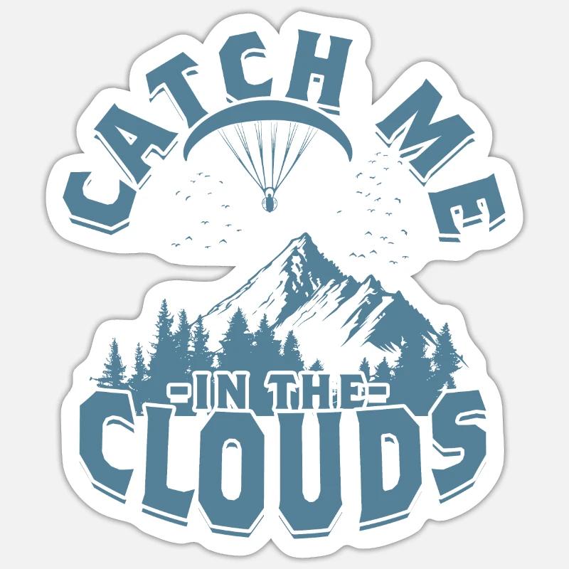 Paramoteur Paramoteur Attrape-moi dans les nuages - Sticker taille S (10 x 10 cm) - blanc mat