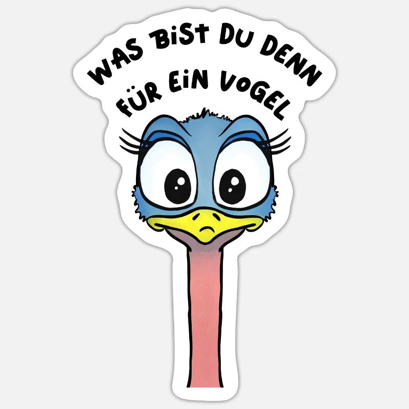 Vogel Straus süßer lustiger Vogel - Sticker Größe S (10 x 10 cm) - Mattweiß