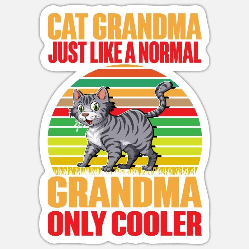 Cadeaux de grand-mère chat - Sticker taille S (10 x 10 cm) - blanc mat