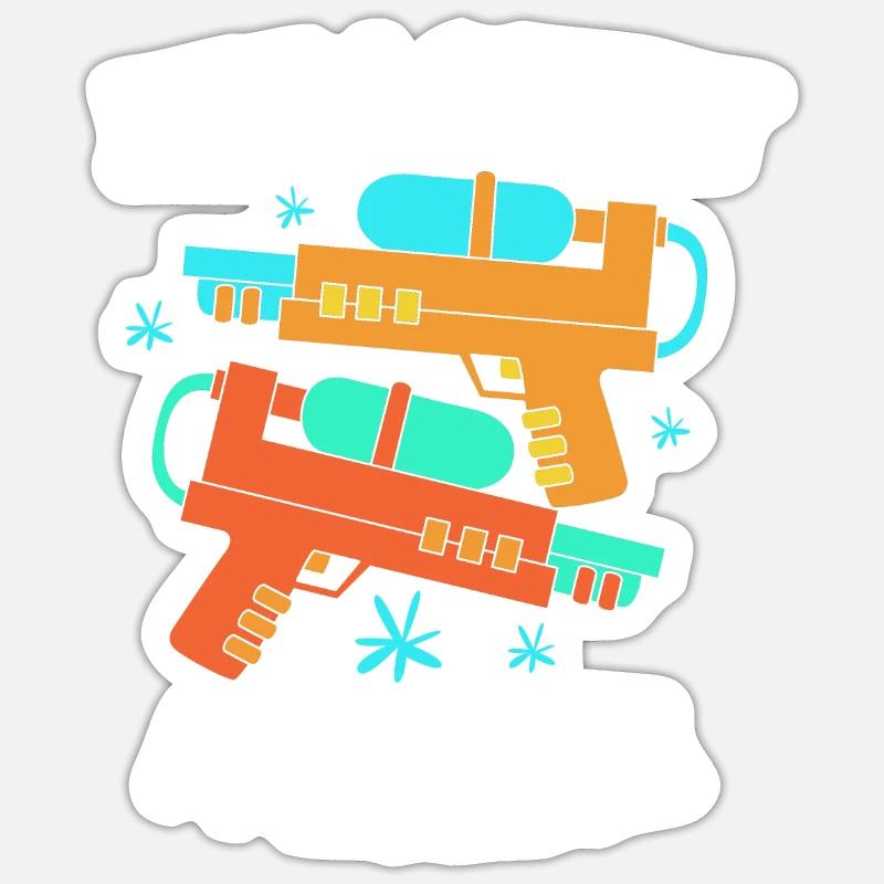 Pistolet à eau - Sticker taille S (10 x 10 cm) - blanc mat