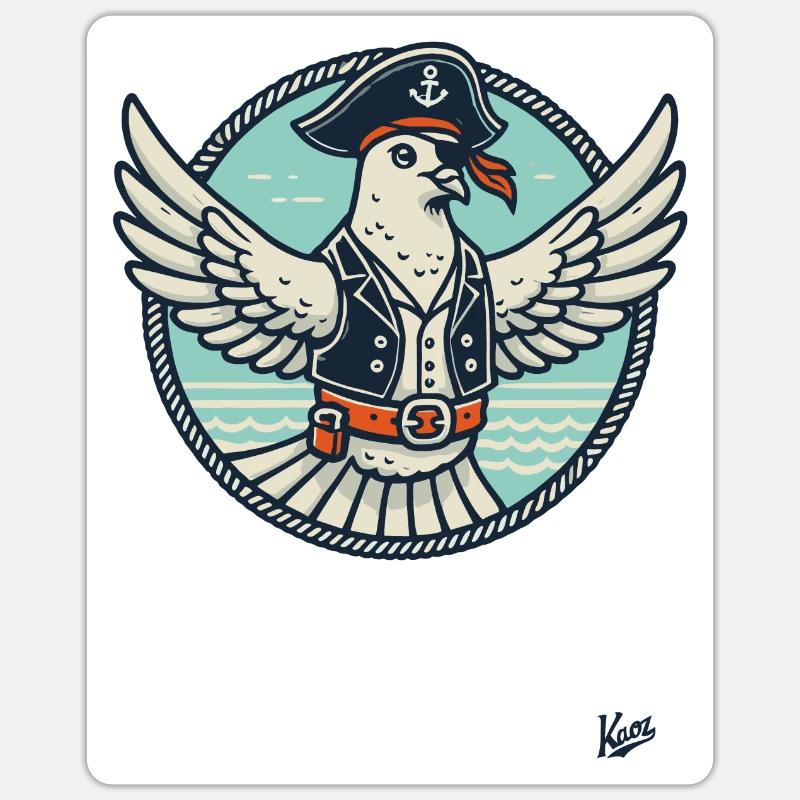 Colombe pirate légendaire avec cache-œil - Sticker taille S (10 x 10 cm) - blanc mat