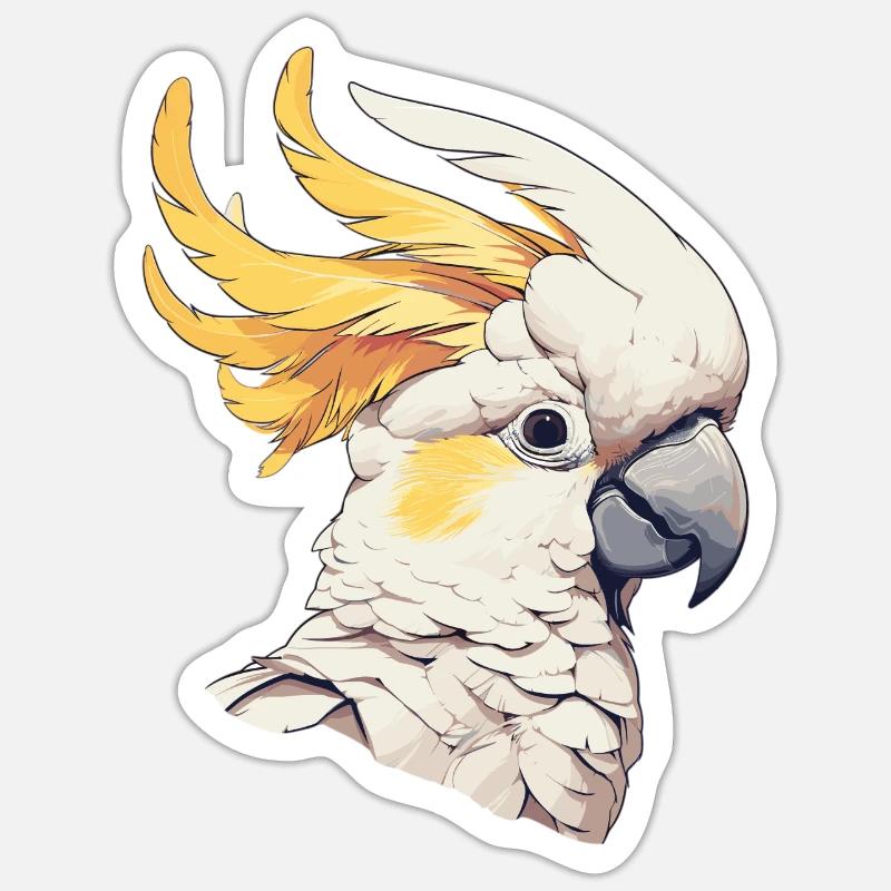 Cacatoès Cacatoès Cacatoès - Sticker taille S (10 x 10 cm) - blanc mat