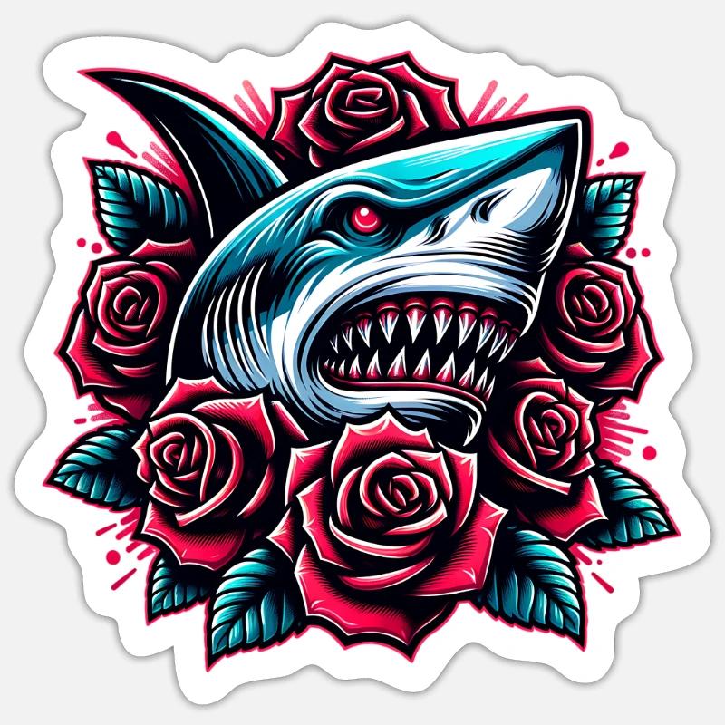 Requin - Sticker taille S (10 x 10 cm) - blanc mat